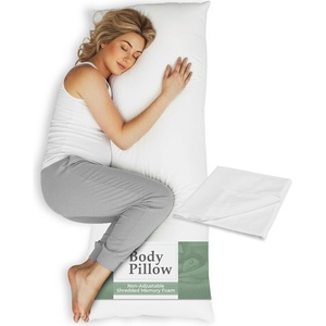 image:imageSnugglePedic Body Pillow for Side Sleepers for Adults  Full Body Maternity Pillow Support Legs Belly amp HIPS  Shredded Memory Foam amp Cooling Pregnancy Pillow Cover  20x54 NavyMilky White