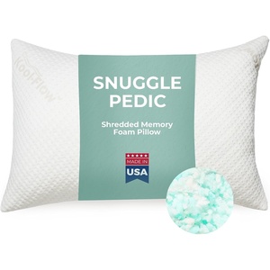 image:imageSnugglePedic Standard Shredded Memory Foam Pillow for Sleeping  Cooling and Neck Back and Shoulder Support  Ideal for Side Sleepers Pregnancy Dorm Rooms and Travel  USA QualityKing